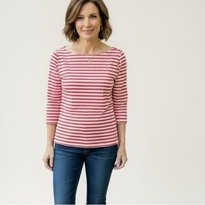 J. McLaughlin Catalina cloth boatneck three quarter sleeve top